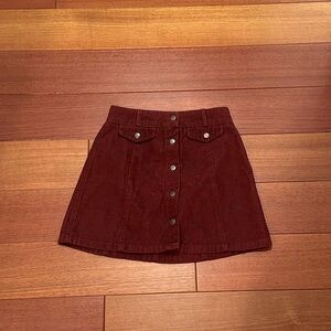 Burgundy corduroy button-front mini skirt from BDG Urban
